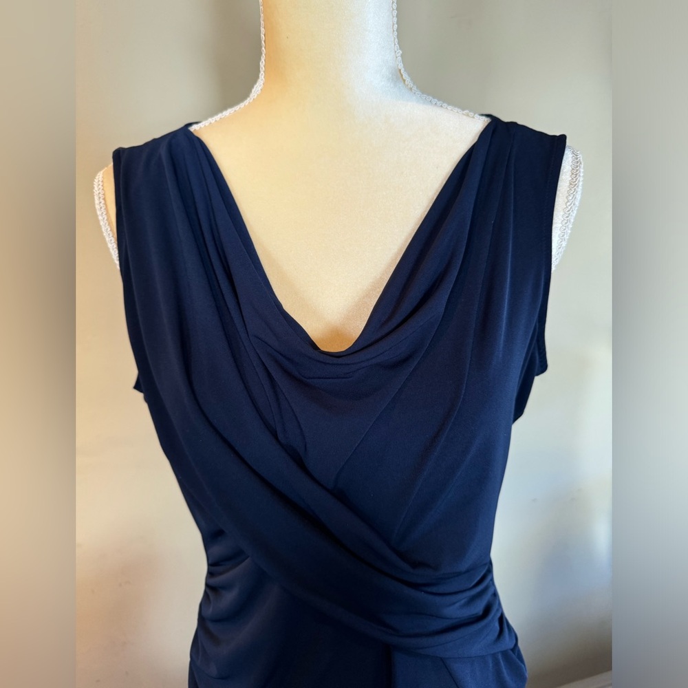 New York & Co. Stretch Women's Navy Blouse with ruched fabric Sz L